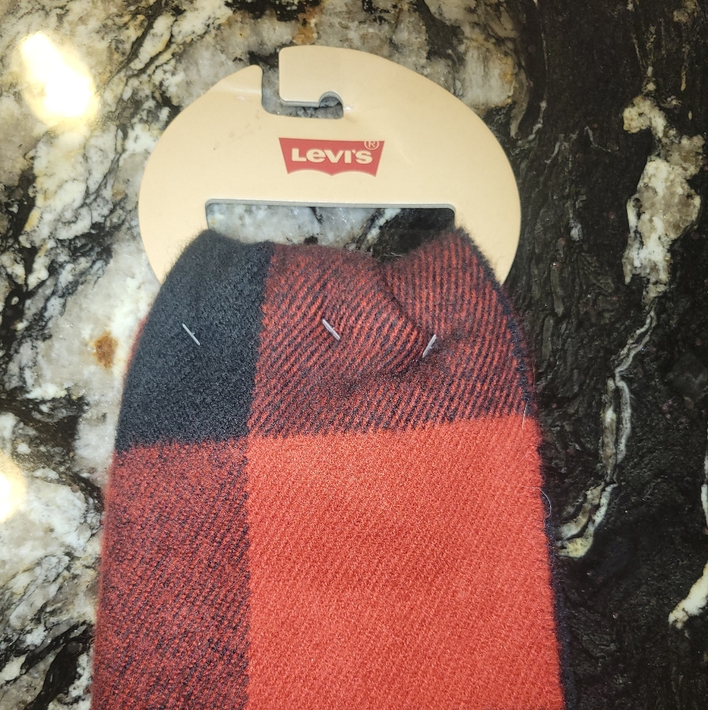 Levi's Red and Black Plaid Scarf